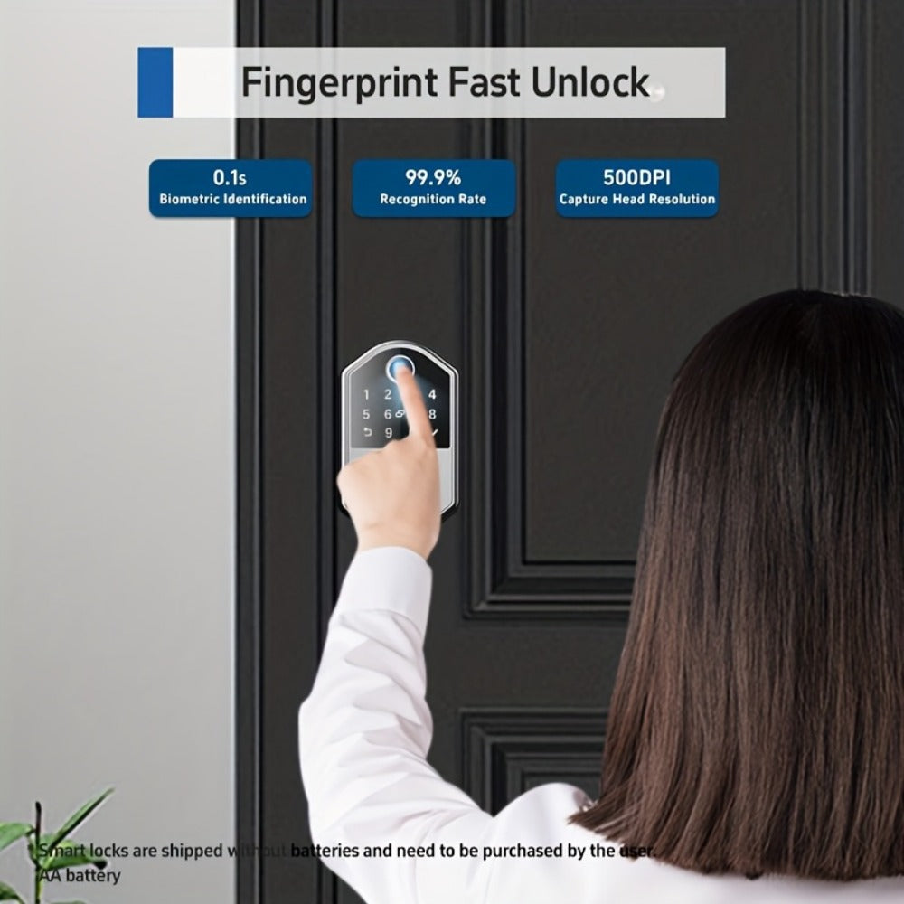 Smart Door Lock Deadbolt with Fingerprint PIN Key and Card or Cardless Black Silver Configurations