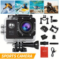 1080P 30fps-Labeled Action Camera with 170-Degree Lens, 2-Inch LCD, 900mAh Battery and Mounting Accessories