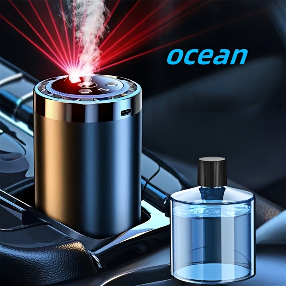 4-in-1 Car Air Freshener Diffuser with Starry Sky Projection – Aromatherapy Humidifier Dynamic Ambient Light, USB Powered