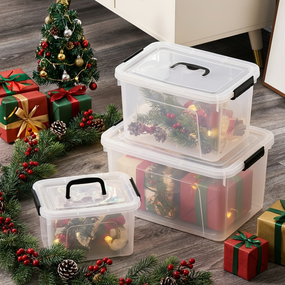 Stackable Clear Plastic Storage Bins with Lids, 6 Pack Large Clip-On Lid Containers for Home, Closet