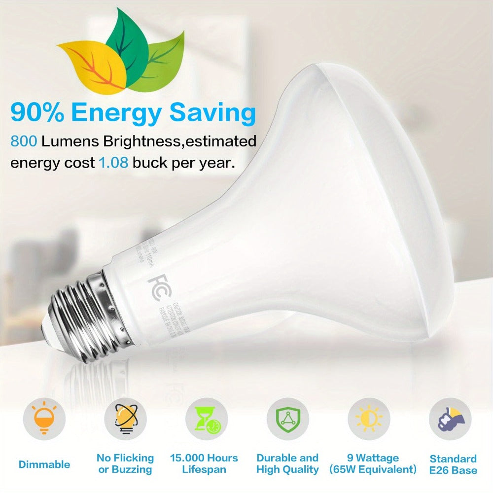 BR30 LED Flood Light Bulbs Dimmable 9W = 65W Equivalent 800 Lumens E26 Base CRI 80+ Recessed Light Bulbs for Ceiling Kitchen
