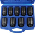 Deep Impact Socket Set 9pcs 29-38mm – 1/2" Drive Metric Axle Hub Nut Sockets for Installation & Removal, Heavy-Duty Plastic Construction