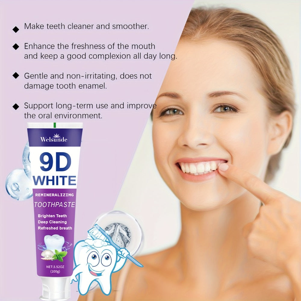 Two-Pack 100g Purple Mint Toothpaste with Hydroxyapatite and Niacinamide Listed on Ingredient Panel