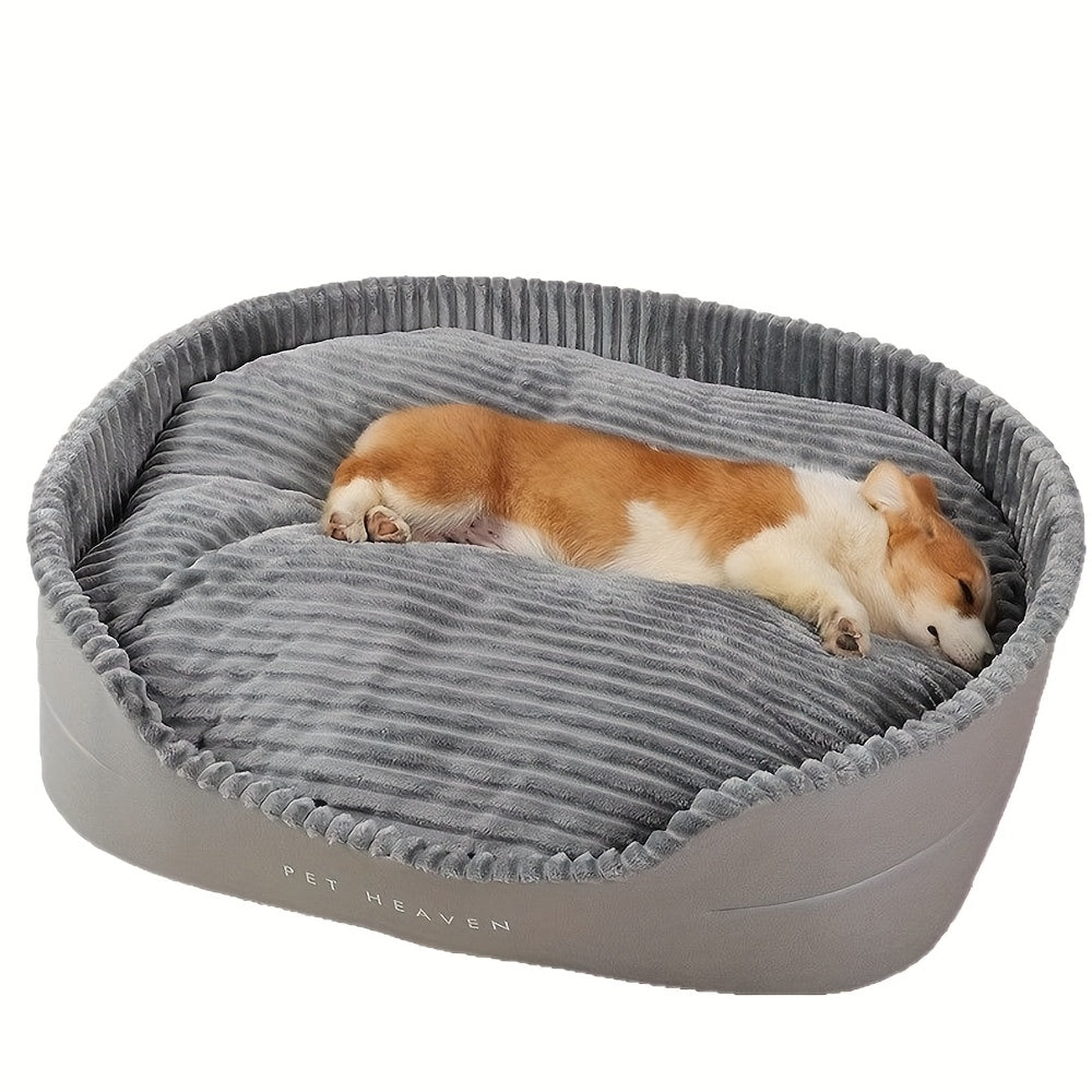 Ribbed Bolster Pet Bed System with M-XXL Beds and Separately Labeled Replacement Mat or Cushion