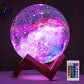 Night Light 5.9-Inch Textured Moon Lamp with 16 Colors, Touch and Remote Controls, USB Power and Wooden Stand