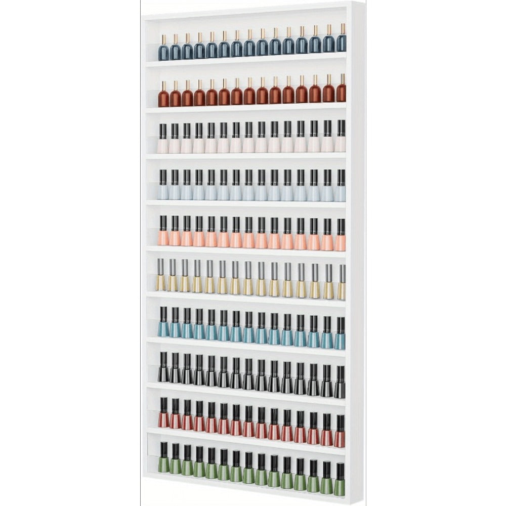 Nail Polish Rack Wall Mount Organizer 6-Tier & 10-Tier with Acrylic Baffle, Salon Display Shelf for Nail