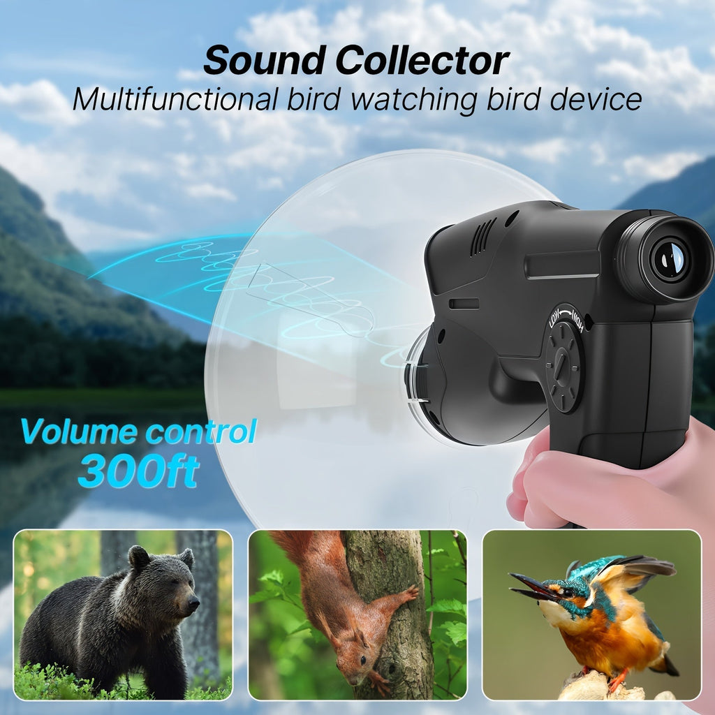 Bionic Ear Sound Amplifier with 8x Monocular Telescope, Long-Range Digital Audio Listening Device with Headphones for Bird Watching Nature