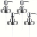 Mason Jar Soap Dispenser Pump Lids 4 Pack – 304 Stainless Steel Regular Mouth Mason Jar Pump Replacement, Leakproof Gasket
