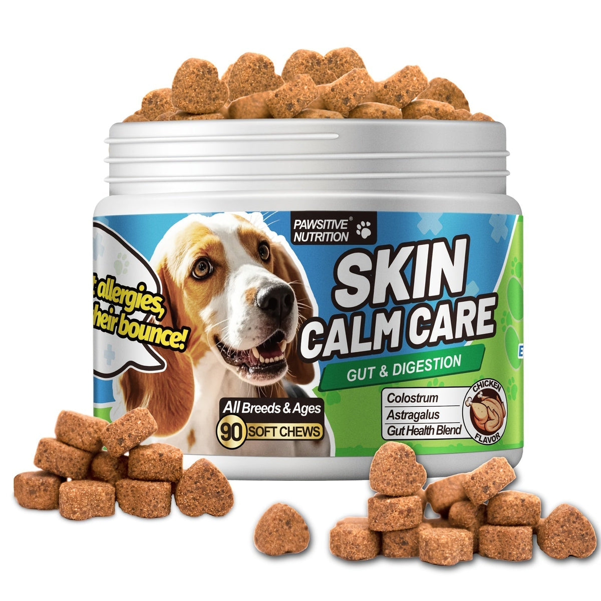 Dog Skin and Digestion Soft Chews with Colostrum, Fermentate and Astragalus, 90-Count Bottle