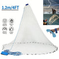 Fishing Cast Net 8FT 10FT with Real Zinc Sinker Weights, Nylon Monofilament Mesh 1.3cm, Heavy Duty Saltwater Bait Trap Net Easy Throw