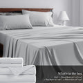Sheet Set, Four-Piece Solid-Color Bedding with Deep-Pocket Fitted Sheet, Flat Sheet and Two Pillowcases