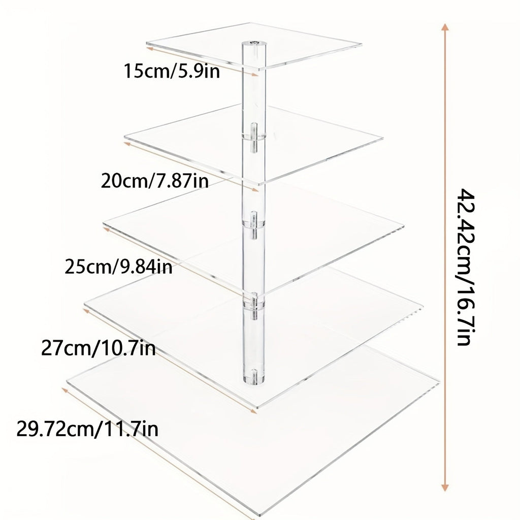 5-Tier Acrylic Cupcake Stand with LED String Lights for Entryways, Bedrooms and Living Spaces