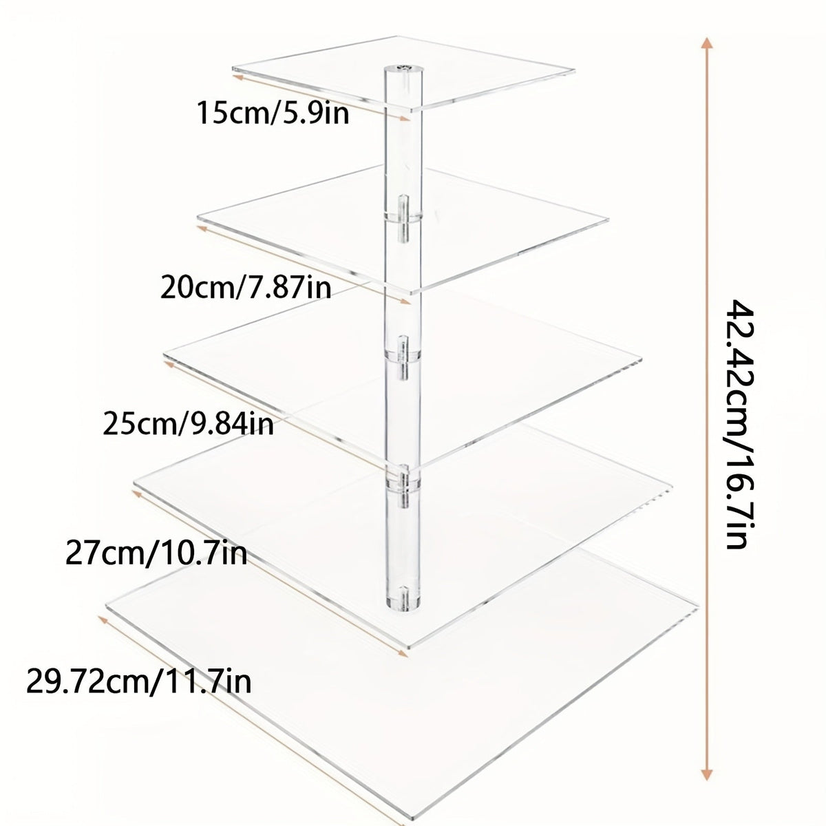 5-Tier Acrylic Cupcake Stand with LED String Lights for Entryways, Bedrooms and Living Spaces