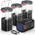 Collapsible Camping Lantern in Four- or Eight-Piece Packs with Solar Panel, USB Charging and Three Power Methods