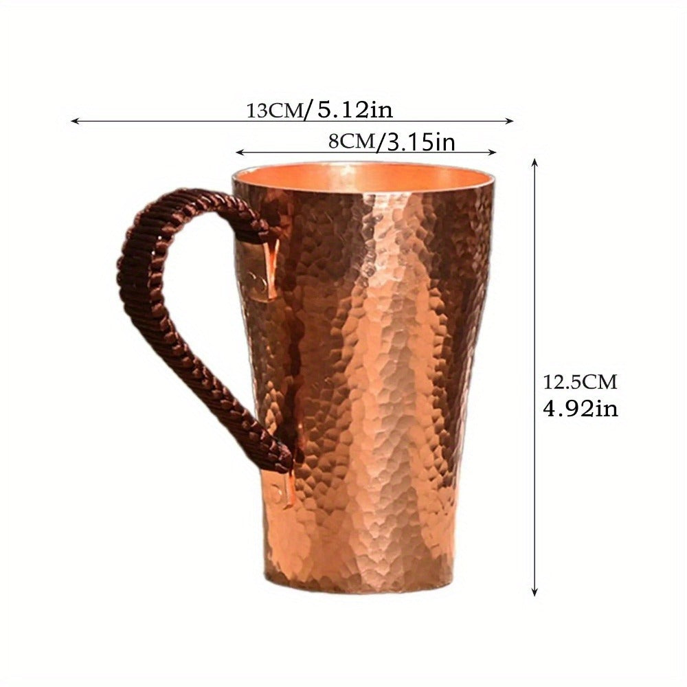 Handcrafted Copper Mug with Hammer Pattern – Pure Copper Coffee Mug, Tea Cup & Water Vessel – Artisan Copper Drinking Cup for Moscow Mule