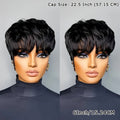 Straight Pixie Human Hair Wig with Bangs, Black 6-Inch Length and Approximately 22.5-Inch Cap