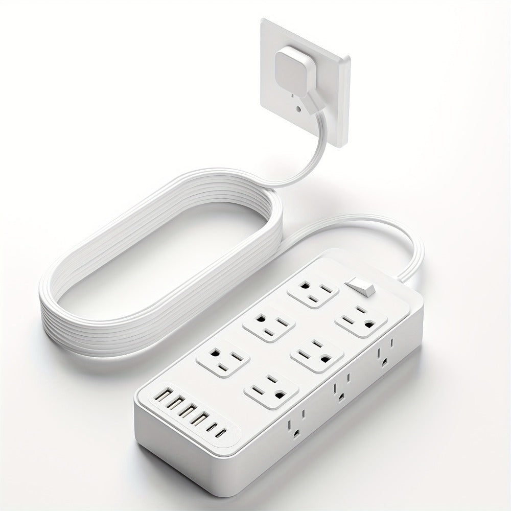 Power Strip 18-in-1 with 12 AC Outlets, 6 USB Ports, Master Switch and 5- or 10-Foot Cord Options