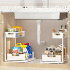 Two-Tier Sliding Under-Sink Organizer in Black, White or Gray with One- or Two-Pack Options