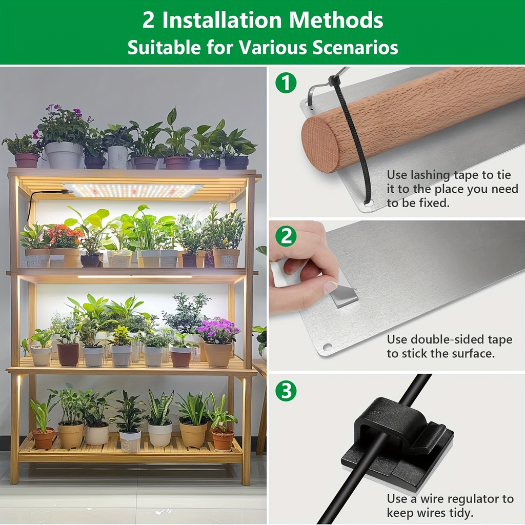 Under-Shelf LED Plant Light Panel Set with Dimming and Timer Controls, 2 or 4 Pack for Indoor Racks