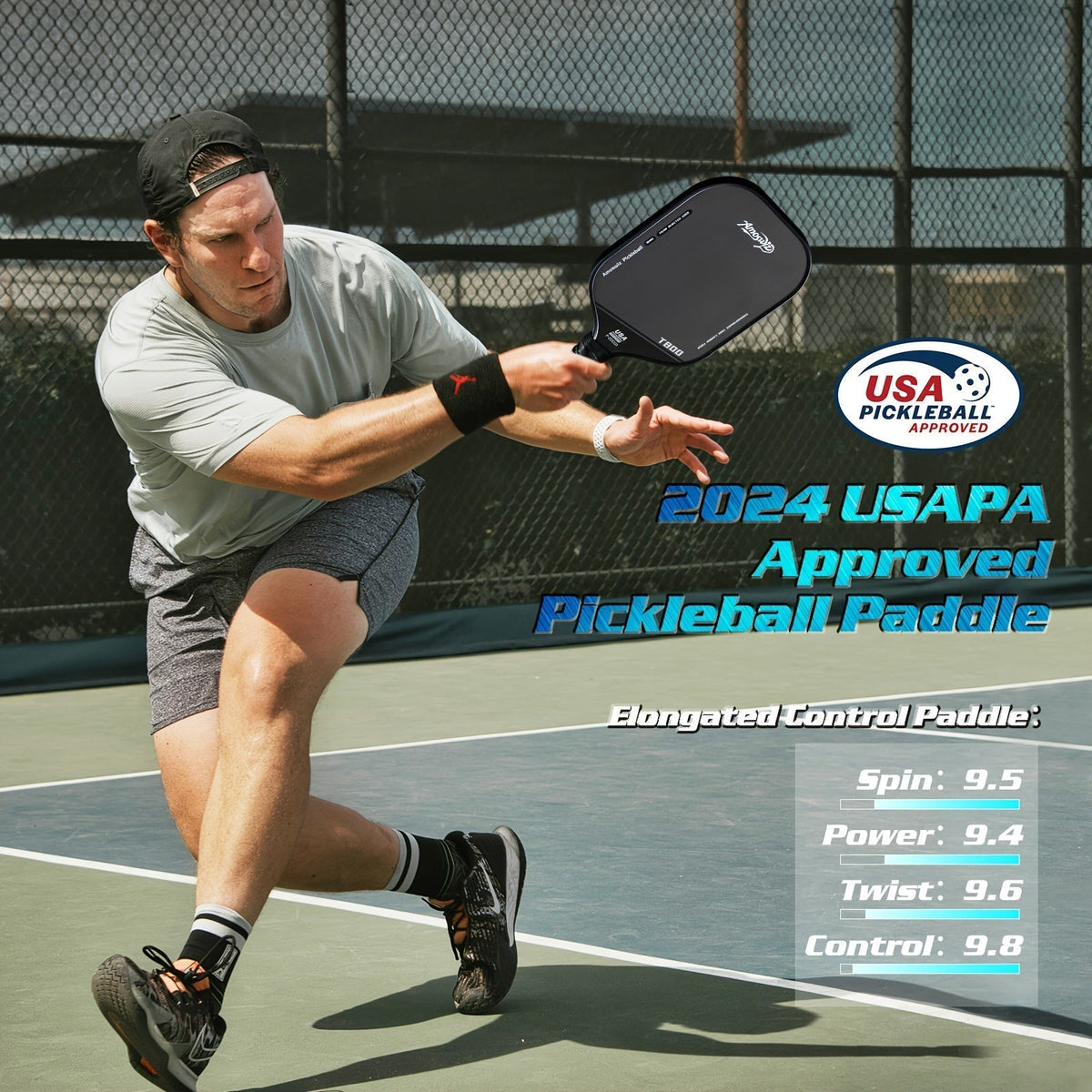 Carbon Fiber Pickleball Paddle T800 Thermoformed – 16mm Double Foam EVA Core, Elongated Racket for Spin, Power & Control