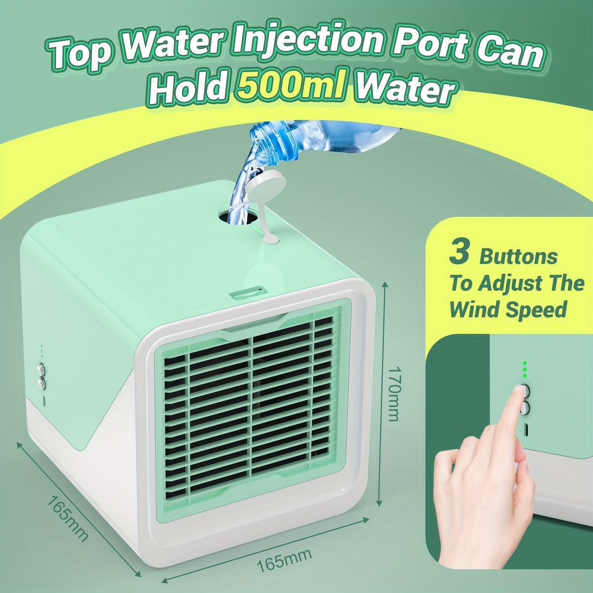Portable Air Cooler 3-in-1 Mini Personal Air Conditioner Humidifier Fan with Atmosphere Light for Entryways, Bedrooms and Living Spaces