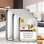 Baking Sheet and Rack Set Stainless Steel Half Sheet Pan with Cooling Rack Rust Free for Cookie for Grilling, Camping and Outdoor Meals