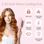 32mm Wave Curling Iron - Women's Hair Curler for Deep Curls & Instant Beach Waves, Professional Salon Styling Tool for All Hair Types