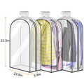 Garment Bags for Hanging Clothes, 3-Pack Transparent Suit Bags with Zipper, Heavy Duty EVA Coat Covers for Wardrobe Closet Storage