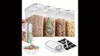 Food Storage Containers Four-Piece Clear Cereal Canister Set with Clip-On Lids and 4-Liter Capacity Each