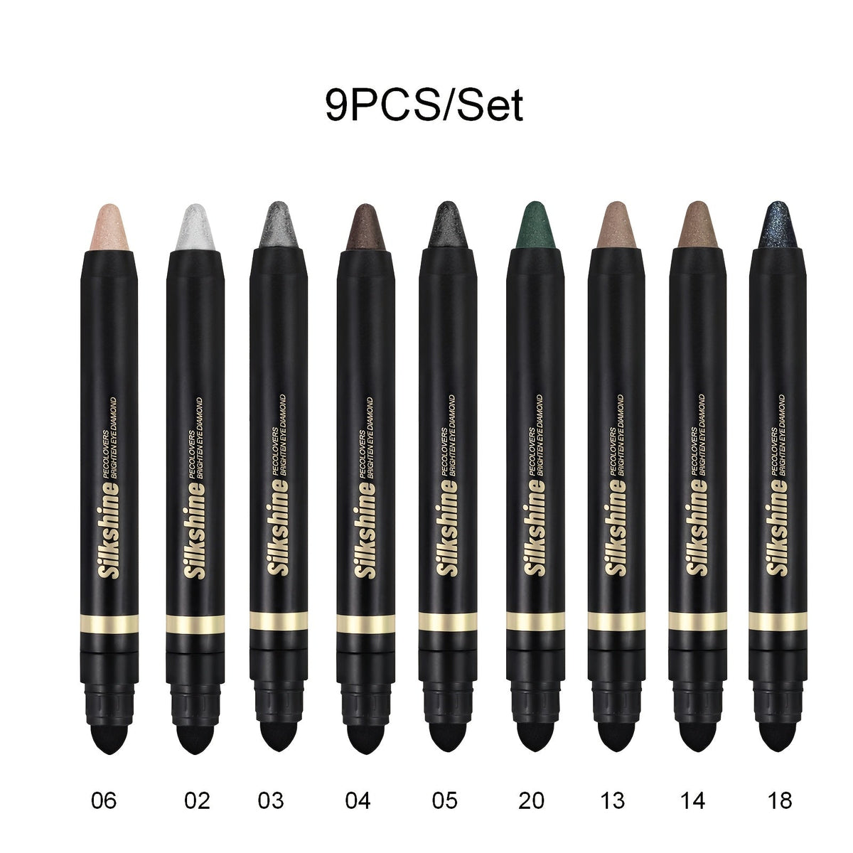 Metallic Eyeshadow Stick Set 9pcs Waterproof Long-Lasting Eye Makeup Kit – Shimmer Crayon Eye Brightener Highlighter & Eyeliner Pen