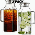 Square 68-Ounce Glass Pitcher with Metal-Look Lid and Handle in Two-, Six- or Twelve-Piece Packs