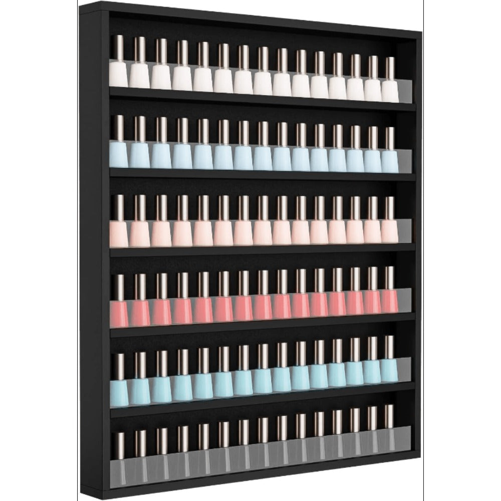 Nail Polish Rack Wall Mount Organizer 6-Tier & 10-Tier with Acrylic Baffle, Salon Display Shelf for Nail