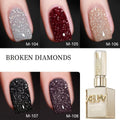 Gel Nail Polish 5-Color Broken-Stone Glitter Set in 0.51oz Bottles with Sparkling Finish and UV/LED Soak-Off Cure