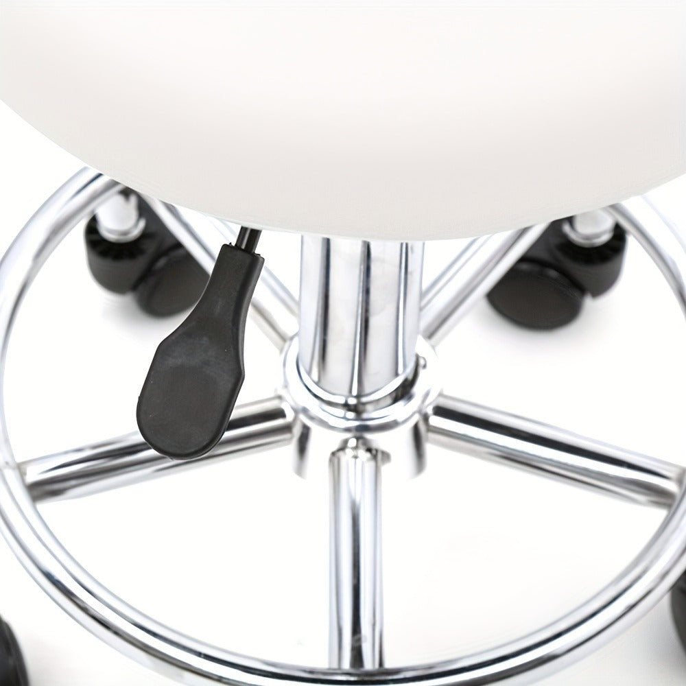 Adjustable Salon Stool with Back 360 Swivel PU Leather Cushioned Round Seat Chair for Salon Barber Spa Esthetician Home Office Vanity Makeup