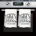Two-Pack Gigi's Kitchen Towels, 23.6 x 15.7 Inches Each with White Utensil Print and 370GSM Label