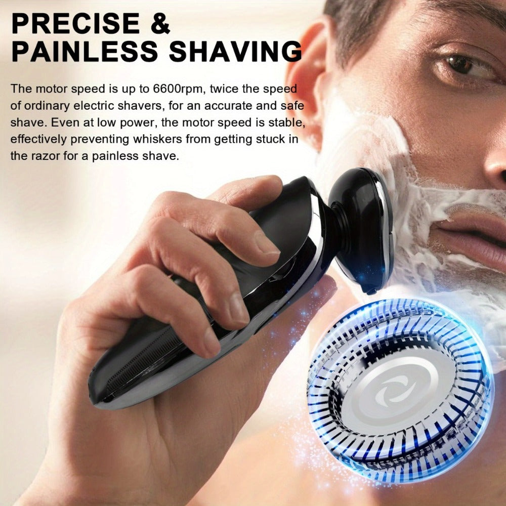 Electric Shaver 3D Floating Head with LED Battery Indicator, Rechargeable Power and Wet/Dry Use in 1- or 2-Pack