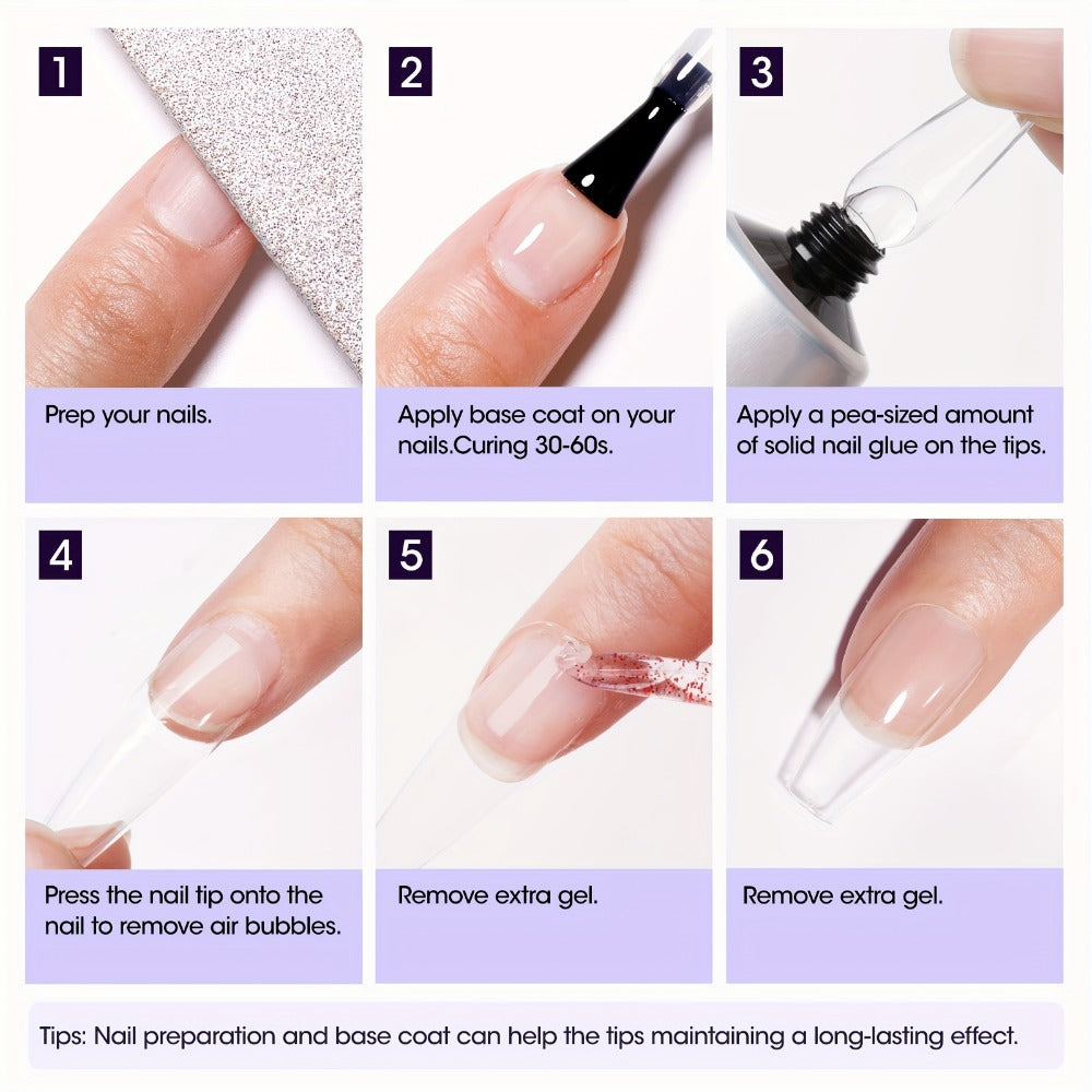 Solid Nail Glue Gel for Press On Nails 30g with UV Nail Lamp, Gel Nail Glue for Acrylic Nails, Gel Tips & 3D