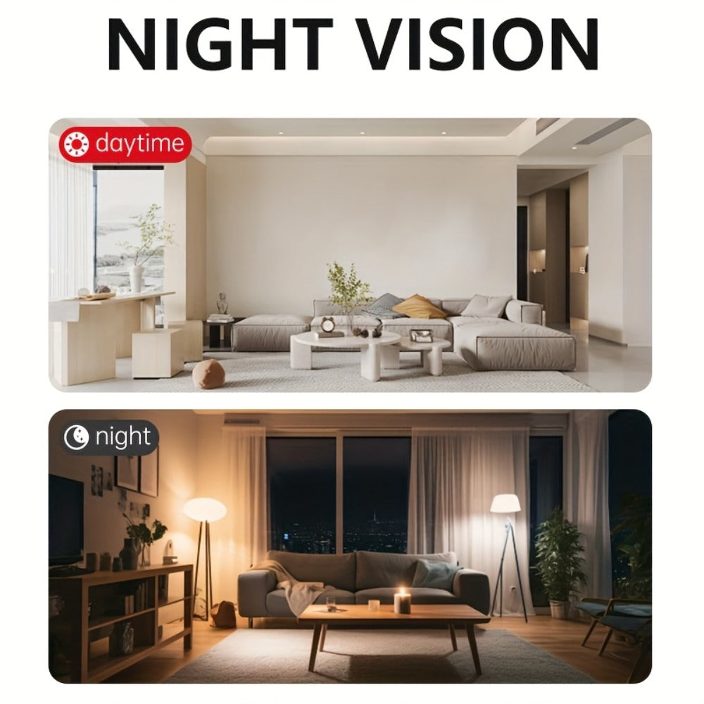 2K Mini Magnetic Security Camera, Continuous Video Recording, Night Vision, 2.4G WiFi, USB & Battery Dual Power