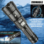 Flashlight Rechargeable 4-Piece Zoom Set with Digital Displays, USB Charging and IP65 Rating