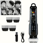 Hair Clipper Kit for Men Cordless USB Rechargeable LCD Screen Beard Trimmer Hair Cutting Set for Entryways, Bedrooms and Living Spaces
