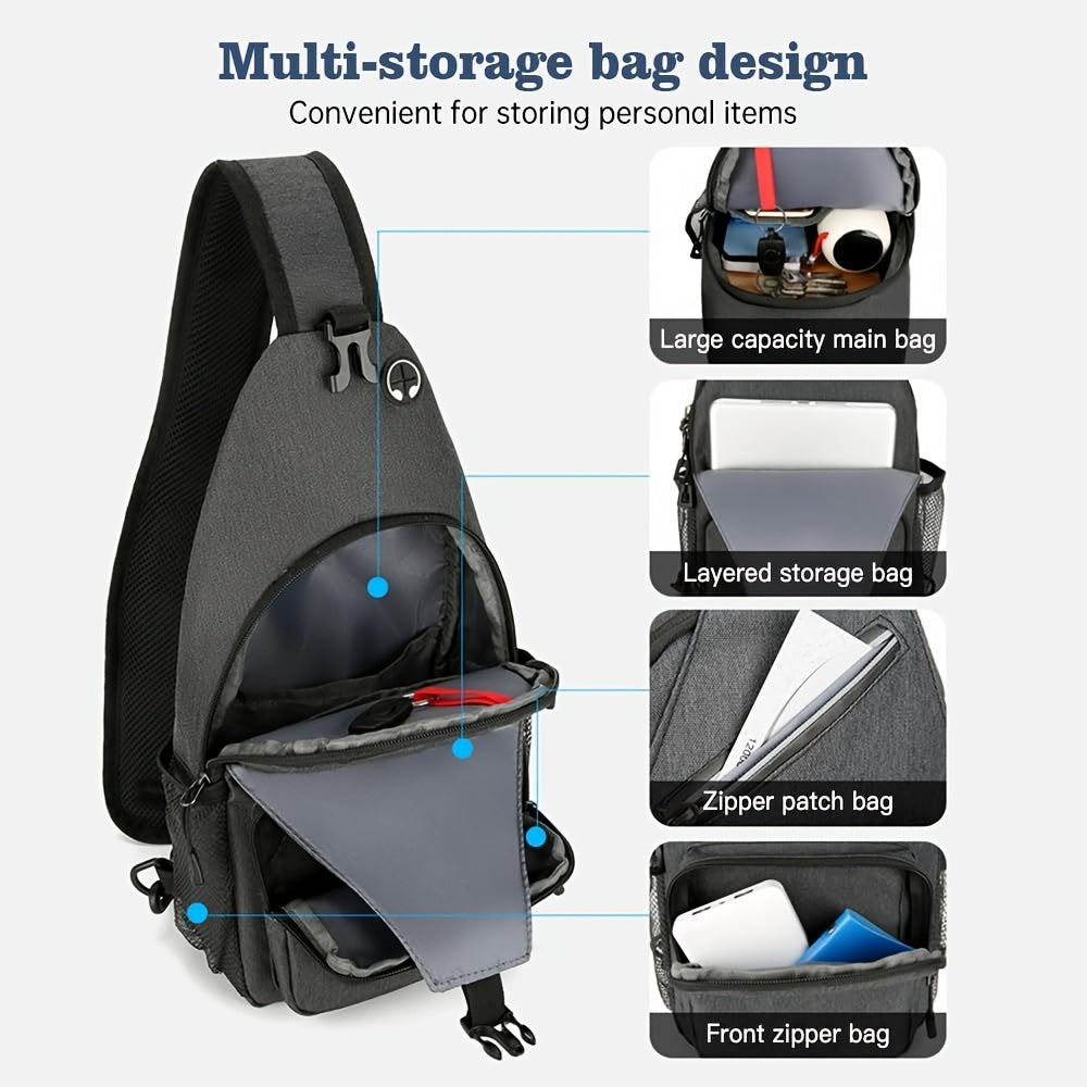 Crossbody Sling Backpack for Women Men – Lightweight Oxford Cloth Shoulder Chest Bag Daypack for Hiking Traveling Camping