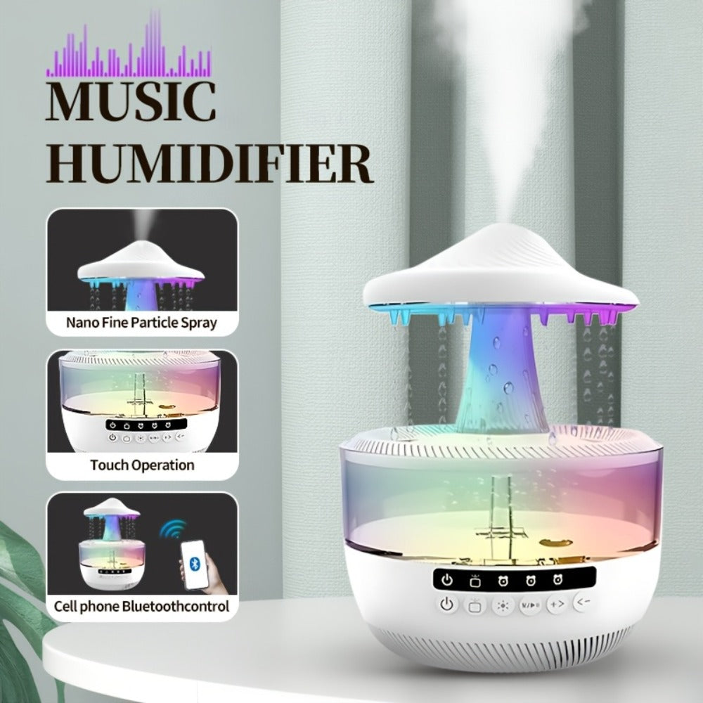 Aromatherapy Diffuser Humidifier Upgraded Colorful Raindrop Music Design 7-Color LED Night Light Large Capacity Quiet Operation for Bedroom