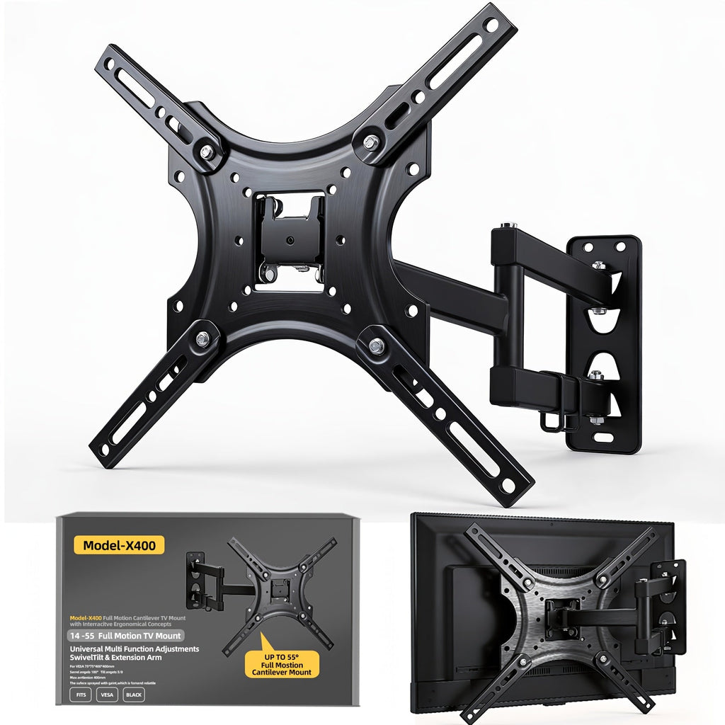 Articulating Full Motion TV Wall Mount 22-55 Inch – Swivel Tilt Extend Bracket for Flat & Curved Screens up to 80 lbs