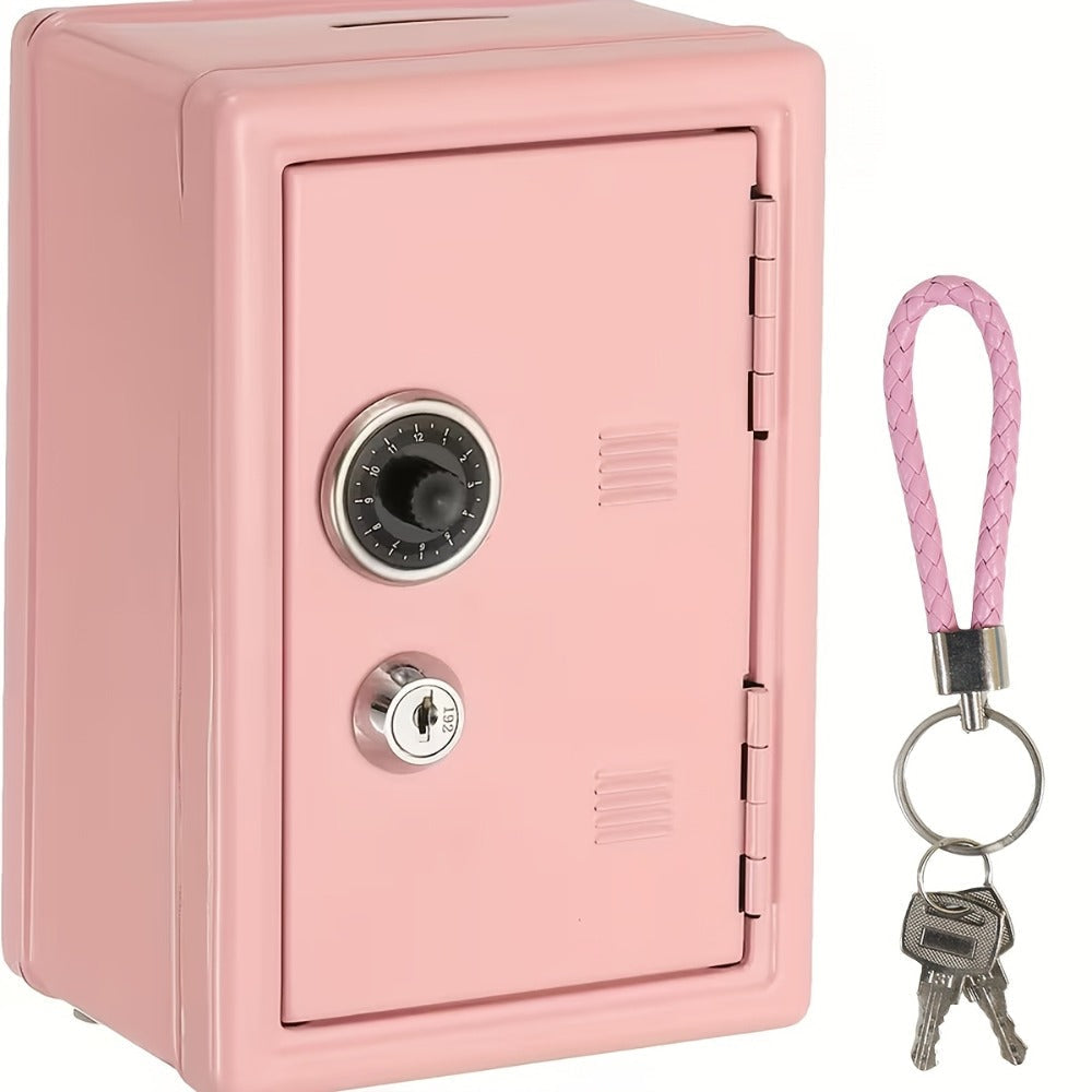 Metal Coin Bank with Key & Combination Lock – Secure Cash Storage Piggy Bank with Removable Drawer for Kids & Adults, Back to School