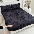 Gothic Skull Fitted Sheet Set 3-Piece, Victorian Baroque Halloween Bedding, 1 Deep Pocket Fitted Sheet + 2 Pillowcases