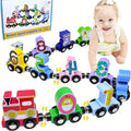 Magnetic Wooden Animal Train Set 12pcs with Storage Bag, Number & Animal Learning Toy for Toddlers Ages 1 2 3