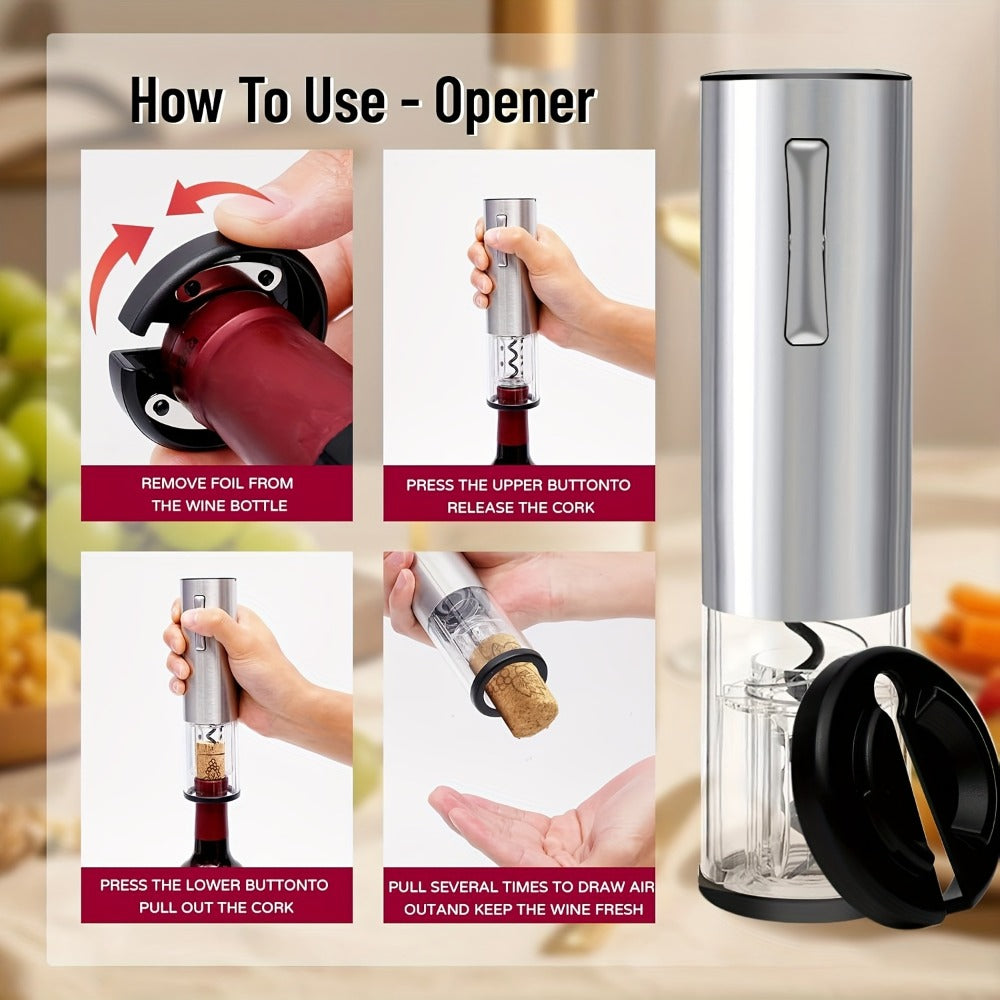 Electric Wine Opener Set, Rechargeable Corkscrew with Wine Aerator Dispenser, Vacuum Stopper & Foil Cutter for Any Occasion Gift