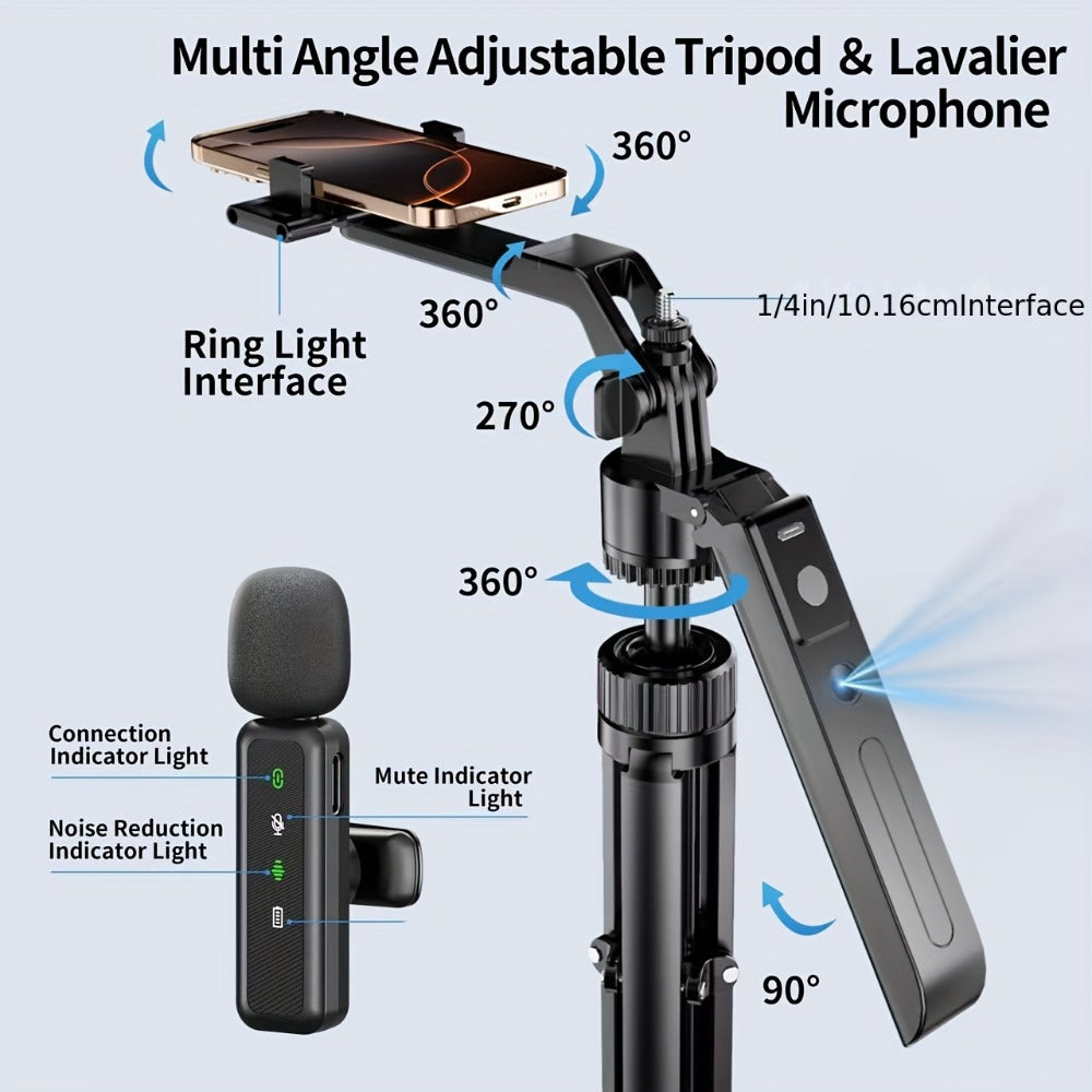 AI Face Tracking Vlogging Kit All-in-One with 70.9 Inch Tripod, LED Fill Light & Microphone