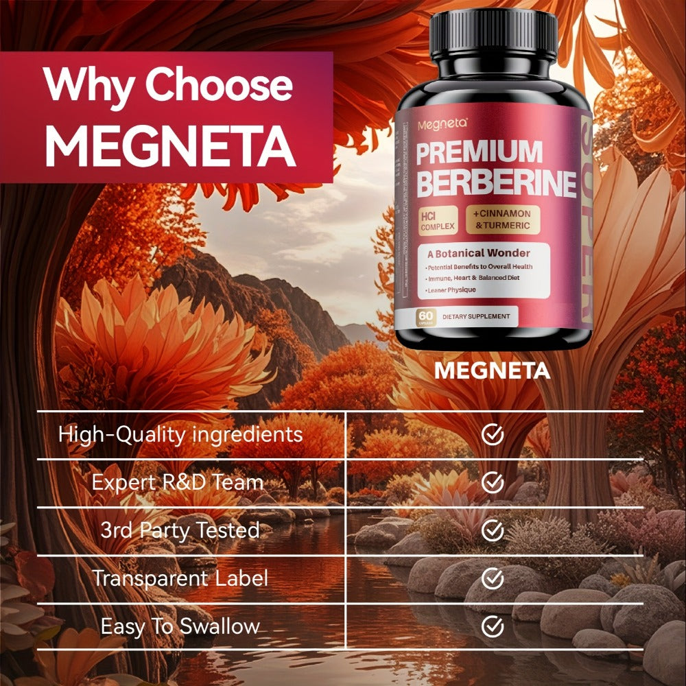 Berberine with Ceylon Cinnamon, Turmeric & Black Pepper, Premium Blood Sugar Support, Vascular Health & Digestive Wellness Capsules