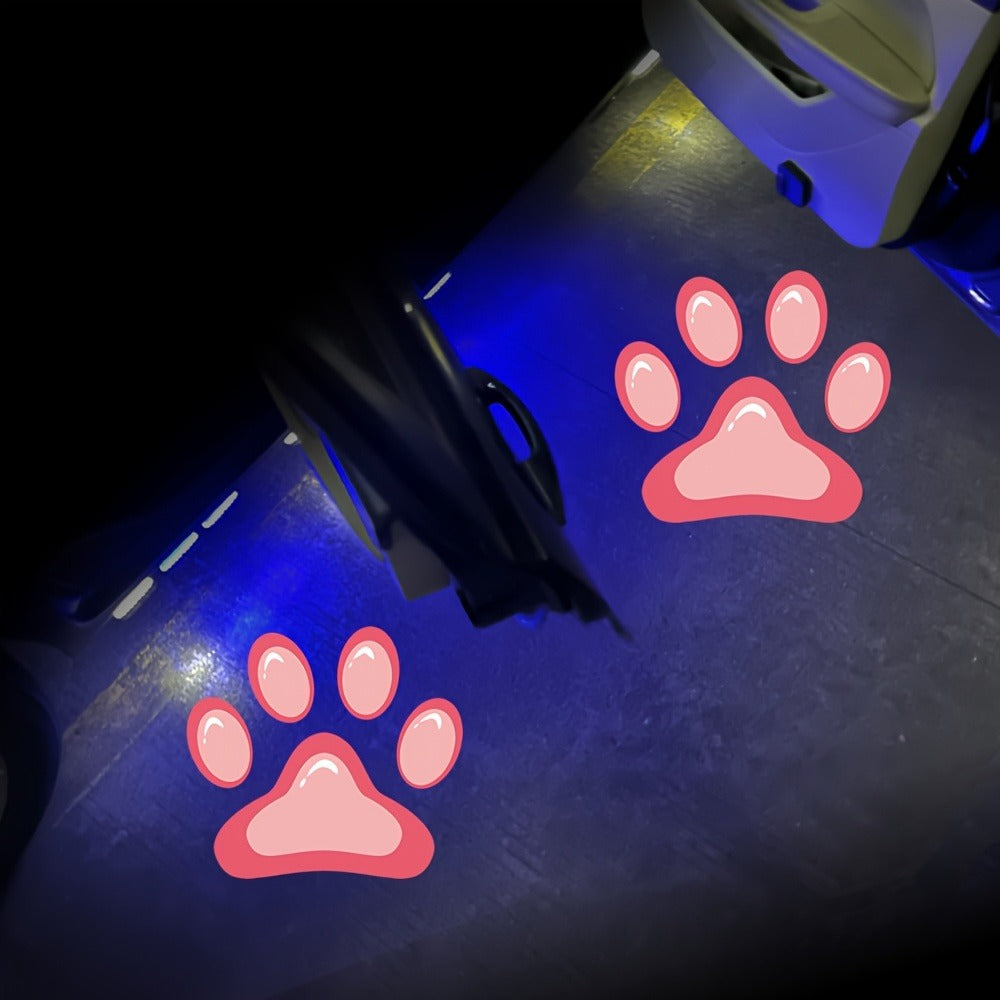 Car Door LED Projector Welcome Lights 4 Pcs – Courtesy Step Logo Light Cute Pattern Projection Festive Atmosphere Night Light Sky Blue Pink